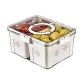 Stackable Fridge Storage Box Dual Sections Drain Basket Secure Lock 31x24x14.2cm Kitchen & Dining Food Storage Containers