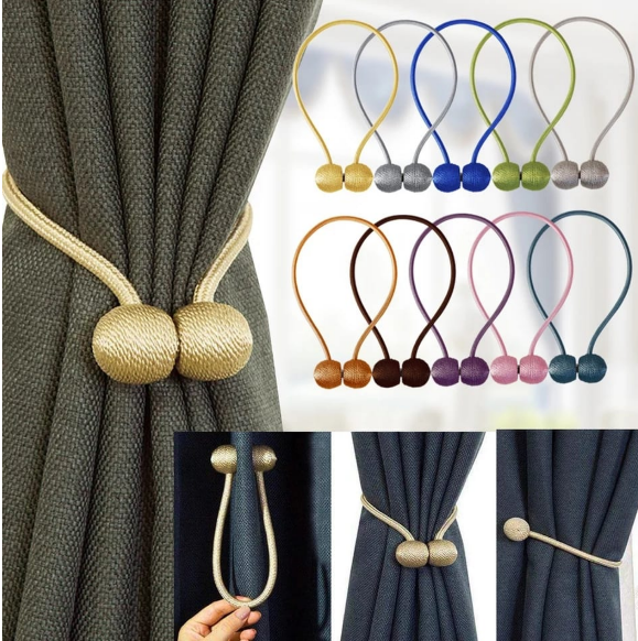 Curtain Holders - Magnetic Tie Back Ball Style Pair