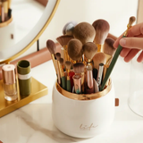 Makeup Brush Organizer - Life Rotary Dome Cover Gold Trim White Mint Green Health & Beauty Makeup Brushes