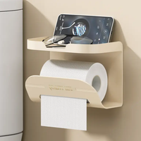Tissue Holder - 2-in-1 Wall Mounted with Top Shelf Cream Green Home & Garden Toilet Paper Holders
