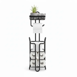 Toilet Roll Holder - 3-in-1 Freestanding with Storage Basket and Top Shelf Black Home & Garden Toilet Paper Holders