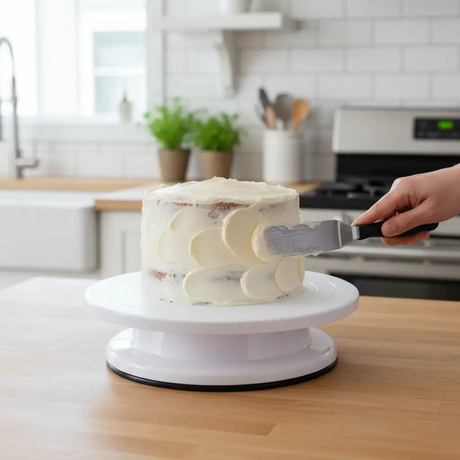 Cake Turntable - 360 Rotating Decorating Stand Plastic White Kitchen & Dining Turntables