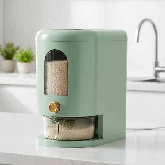 5L Large Rice Storage Box Sealed Dispenser 17.5x30.5x28cm Anti-Mosquito Anti-Moisture Mint Green Kitchen & Dining Food Storage Containers