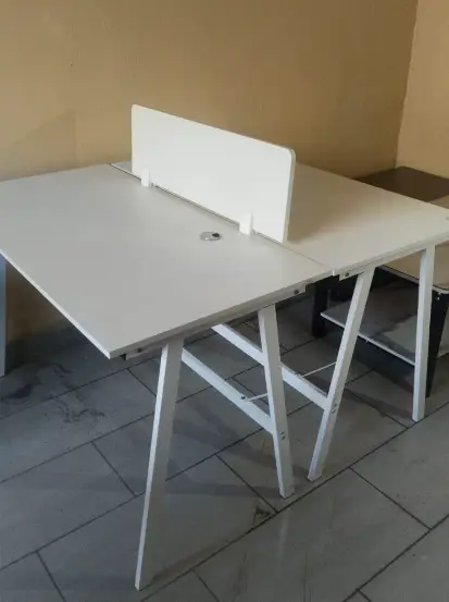 2-Person Back-to-Back Workstation with Privacy Divider Office Workstation Workstations & Cubicles