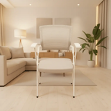 Visitor Chair - Mesh Back Stackable with White Steel Frame and Padded Armrests Furniture Armchairs