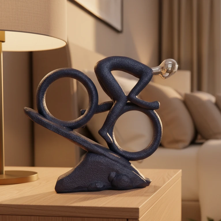 Downhill and Uphill Bicycle Sculpture Ceramic Decor with Silver Accent Home & Garden Sculptures & Statues