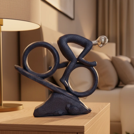 Downhill and Uphill Bicycle Sculpture Ceramic Decor with Silver Accent Home & Garden Sculptures & Statues