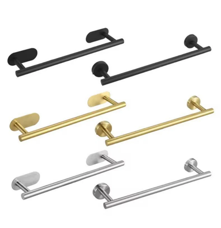 Self-Adhesive Towel Bar Stainless Steel No Drilling Required Home & Garden Towel Holders