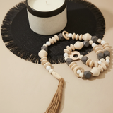 Decorative Wood Bead Garland Jute Tassel Boho Nordic Home Decor 80cm Home & Garden Garlands