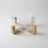 Salad Bowl - Borosilicate Glass with Wooden Base Kitchen & Dining Serveware