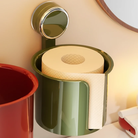 Wall Mounted Cylindrical Toilet Roll Holder Multipurpose Organiser Red Olive Green Home & Garden Toilet Paper Holders
