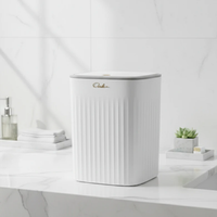 12L Bathroom Sanitary Dustbin White with Lid and Gold Accent Home & Garden Wastebaskets