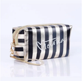 Striped Multipurpose Cosmetic Pouch Makeup Bag with Wrist Strap and Gold Zipper Bags & Accessories Makeup Bags