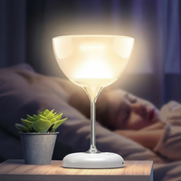 Wine Glass Bluetooth 5.0 Speaker LED Bedside Lamp 6 Colour Atmospheric Light FM Radio USB White Gold Home & Garden Bedside Lamps