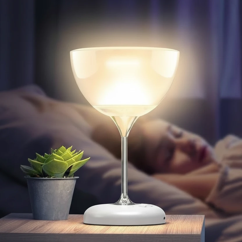 Wine Glass Bluetooth 5.0 Speaker LED Bedside Lamp 6 Colour Atmospheric Light FM Radio USB White Gold Home & Garden Bedside Lamps