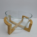 Salad Bowl - Borosilicate Glass with Wooden Base Kitchen & Dining Serveware