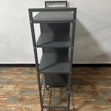 Kitchen Storage Rack - Carbon Steel with Glass Cabinet Shelves and Wheels Grey Gold Kitchen & Dining Kitchen Cabinets