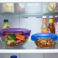 2-Piece Glass Storage Bowl Set with Airtight Lids 820ml 240ml Kitchen & Dining Food Storage Containers