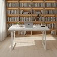 Modern White Office Desk with Trapezoid Metal Legs Office Desk Desks