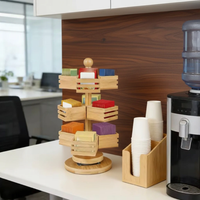 3-Tier Rotating Bamboo Tea Bag Organizer with 360° Swivel Base Kitchen & Dining Kitchen Counter & Beverage Station Organizers