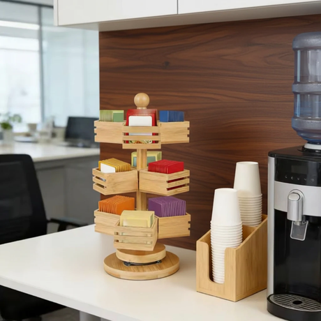 3-Tier Rotating Bamboo Tea Bag Organizer with 360° Swivel Base Kitchen & Dining Kitchen Counter & Beverage Station Organizers
