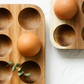 Egg Holder - 12-Slot Wooden Tray Nordic Kitchen and Fridge Storage Rack Natural Kitchen & Dining Food Container Covers
