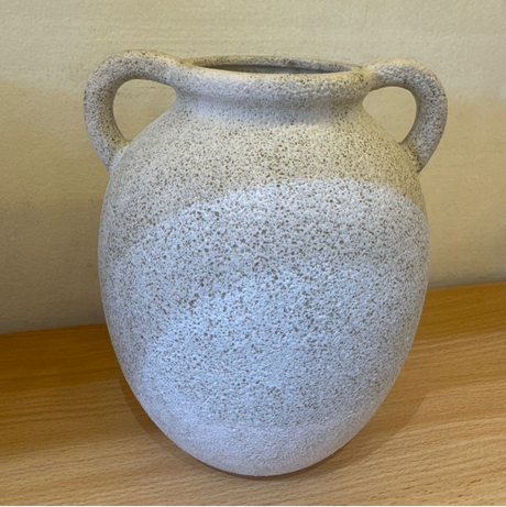 Nordic Ceramic Vase with Double Handles Speckled White Round Home & Garden Vases