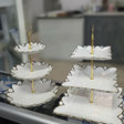 Cake Stand - 3-Tier White Ceramic Gold Rim Petal Edge Cupcake and Fruit Display Stand Kitchen & Dining Cake Stands