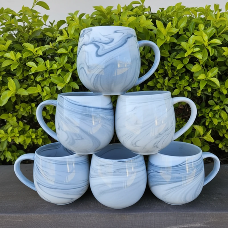 6 Piece Marble Pattern Ceramic Mug Set 380ml Kitchen & Dining Mugs
