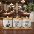 Canister Set - 4-Piece Ceramic 450ml with Bamboo Lids and Tray White Kitchen & Dining Food Storage Containers