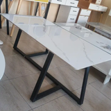 Marble-Top Dining Table with Metal Legs Dining Table Kitchen & Dining Room Tables