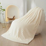 Warm Ribbed Fleece Throw Blanket 200x200cm Pom-Pom Fringe Camel Navy Cream Teal Bedding Home & Garden Blankets