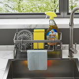 Grey Carbon Steel Sink Caddy Towel Bar Sponge Brush Holder Kitchen Bathroom Countertop Home & Garden Sink Caddies