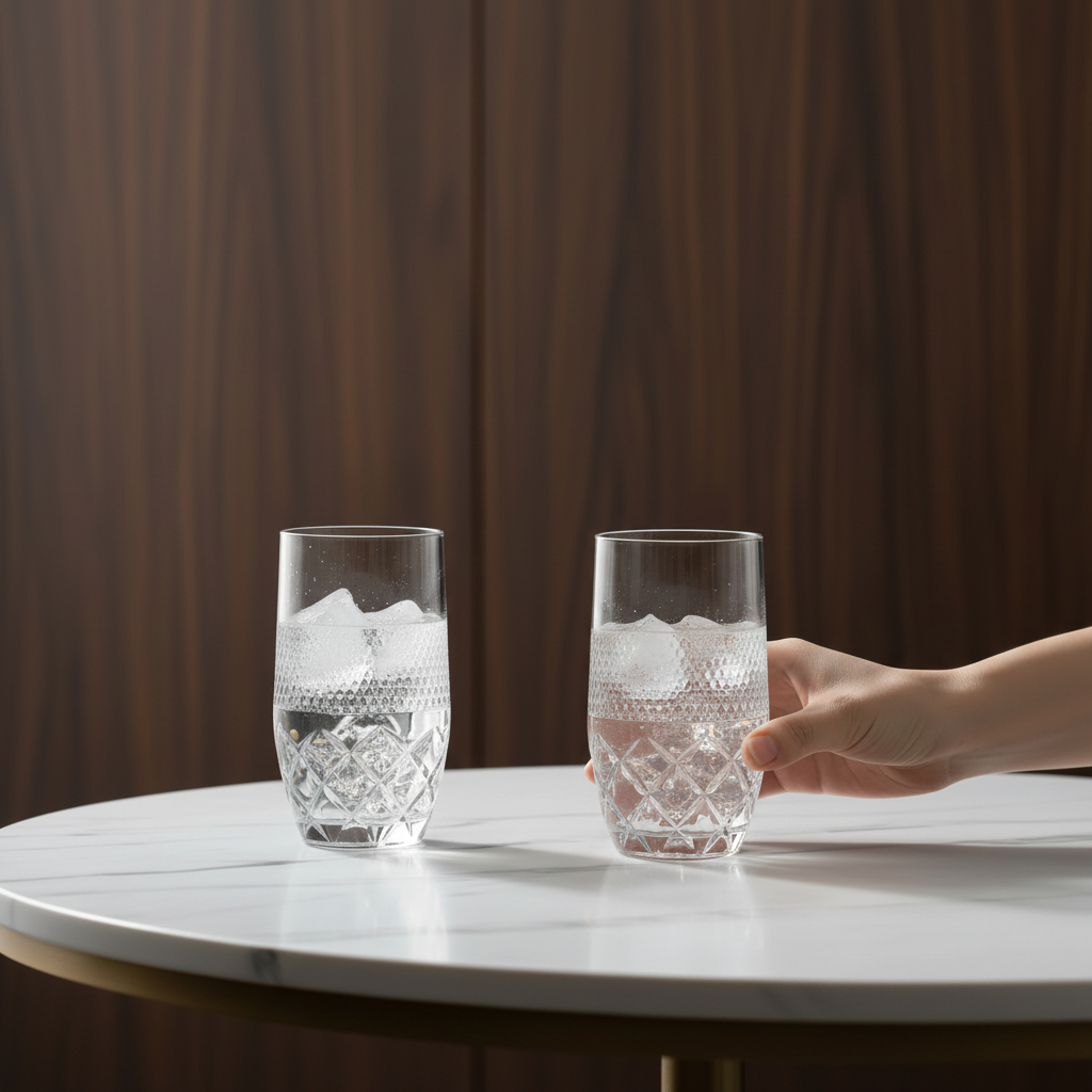 Deliboga Diamond Cut Highball Glass Set 6pcs 450ml Clear Crystal Kitchen & Dining Drinkware Sets
