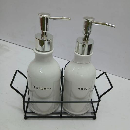 Dispenser Set - Soap and Lotion with Metal Stand