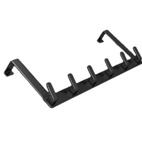 Heavy-Duty Over-The-Door Rack with 5 Hooks Black Metal Home & Garden Closet Organizers