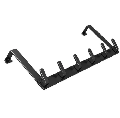 Heavy-Duty Over-The-Door Rack with 5 Hooks Black Metal Home & Garden Closet Organizers