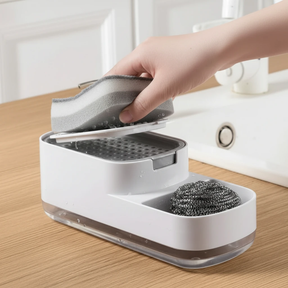 Nordic 2-in-1 Soap Holder and Dispenser with Drainage and Sponge Kitchen & Dining Sink Caddies