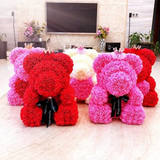 Artificial Flower Rose Bear Universal Festival Gift Decoration with Ribbon 40cm Home & Garden Artificial Flowering Plants