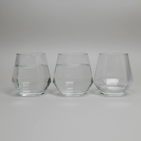 Hexagonal Whisky Glass Set 330ml Diamond Cut 6 Pieces Kitchen & Dining Drinkware Sets