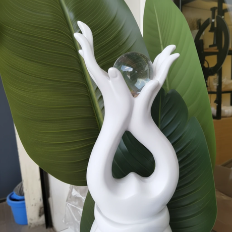 Abstract Hands Crystal Ball Resin Sculpture White Matte 30cm Home Decor Home & Garden Sculptures & Statues