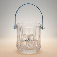 Ice Bucket - Portable Glass with Handle and Tongs Kitchen & Dining Ice Buckets