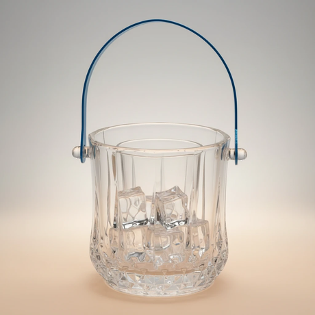 Ice Bucket - Portable Glass with Handle and Tongs Kitchen & Dining Ice Buckets