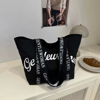 Gentlewoman Large Canvas Tote Bag Bold Script Print Lettered Shoulder Straps White Black Red Navy Khaki Baby Blue Bags & Accessories Tote Bags