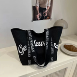 Gentlewoman Large Canvas Tote Bag Bold Script Print Lettered Shoulder Straps White Black Red Navy Khaki Baby Blue Bags & Accessories Tote Bags