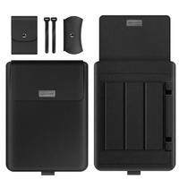 3-in-1 Laptop Sleeve Stand Mouse Pad PU Leather Brown Grey Black Green Blue Office Furniture Computer Covers & Skins