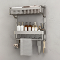 2-Layer Bathroom Space Towel Rack with Shelf Shampoo Bottle Organizer with Hooks Home & Garden Towel Racks