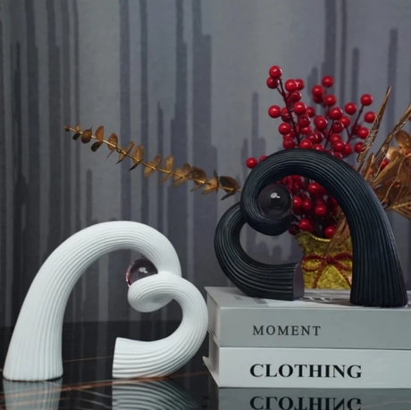 Nordic Abstract Heart Sculpture with Clear Pearl Resin Ornament Home & Garden Sculptures & Statues