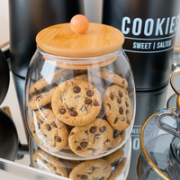 600ml Glass Jar Canister with Airtight Bamboo Lid Storage Container Kitchen & Dining Food Storage Containers