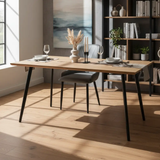 Dining Chair - PU Leather Upholstered V-Stitch with Black Metal Legs Grey Furniture Kitchen & Dining Room Chairs